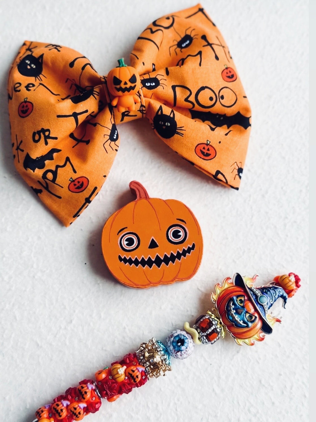 Halloween Bow with Pumpkin Charm 🎃