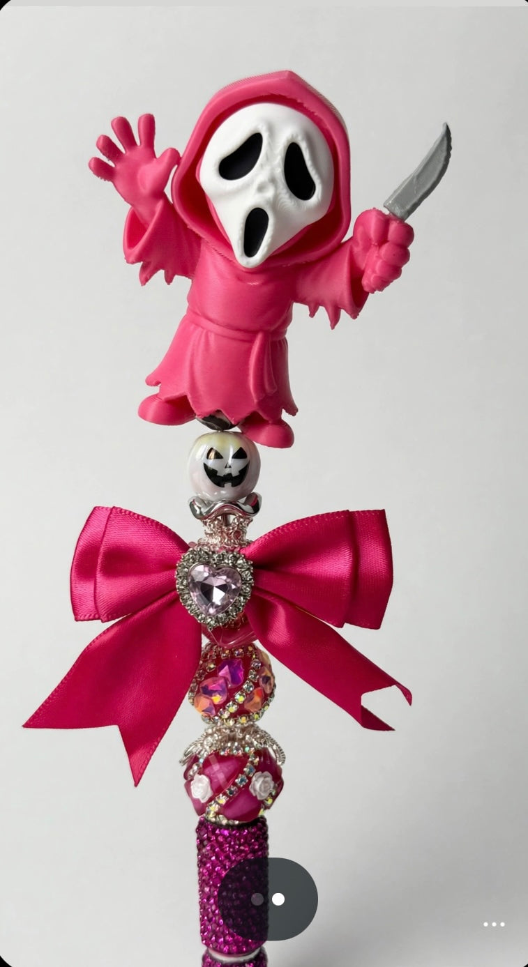 Ghostface Beaded Pen – Black or Pink with Extender
