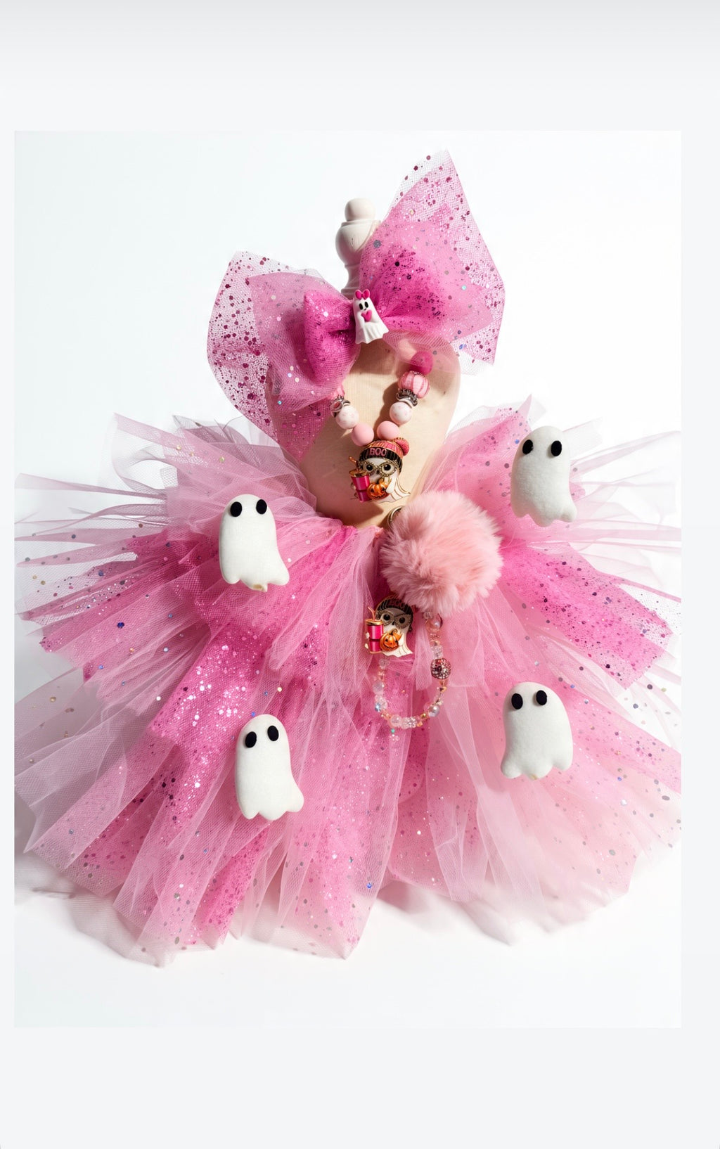 Pink Ghost Tutu & Matching Hair Bow 🎀👻