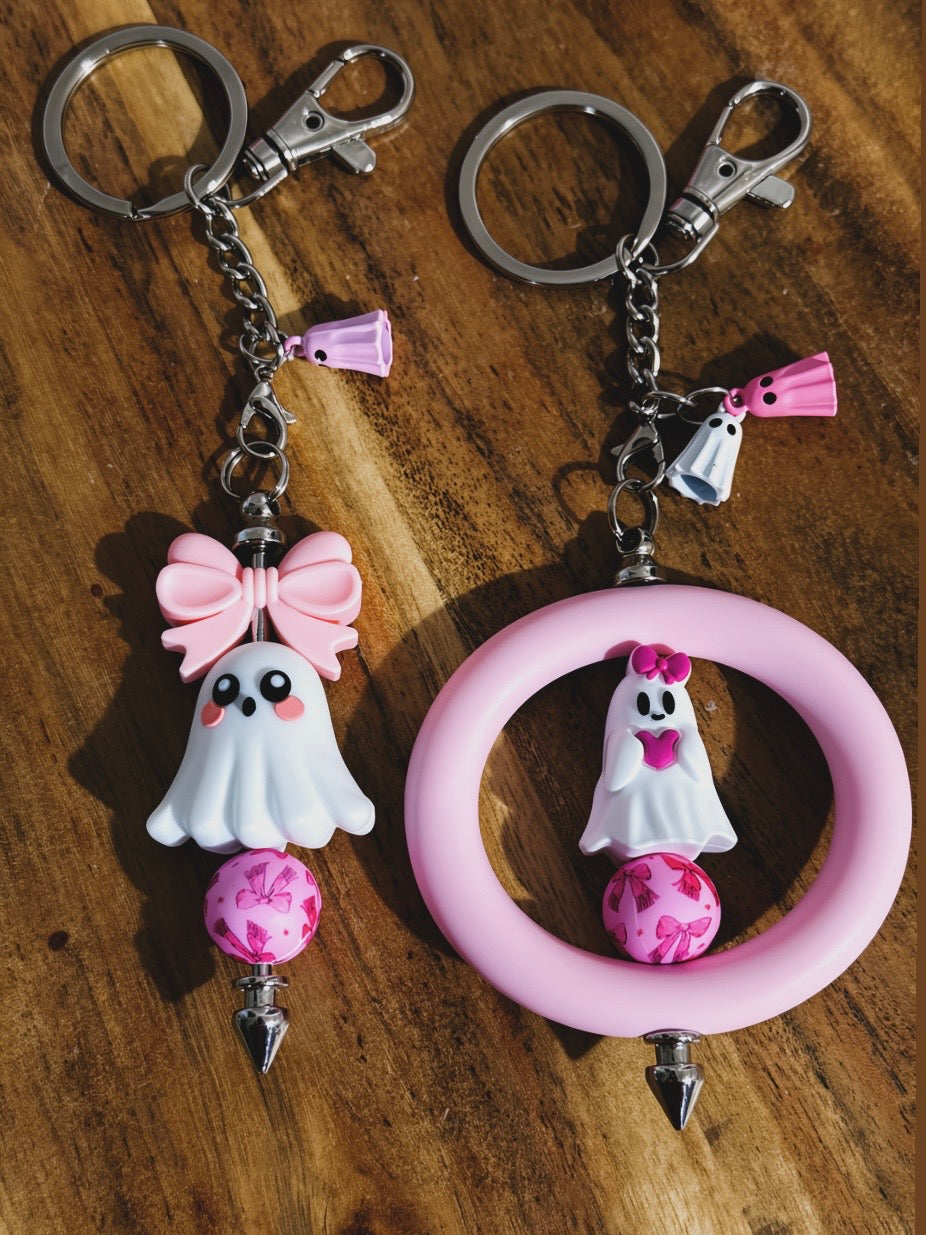 Ghost Beaded Keychain – Summerween Collection 👻