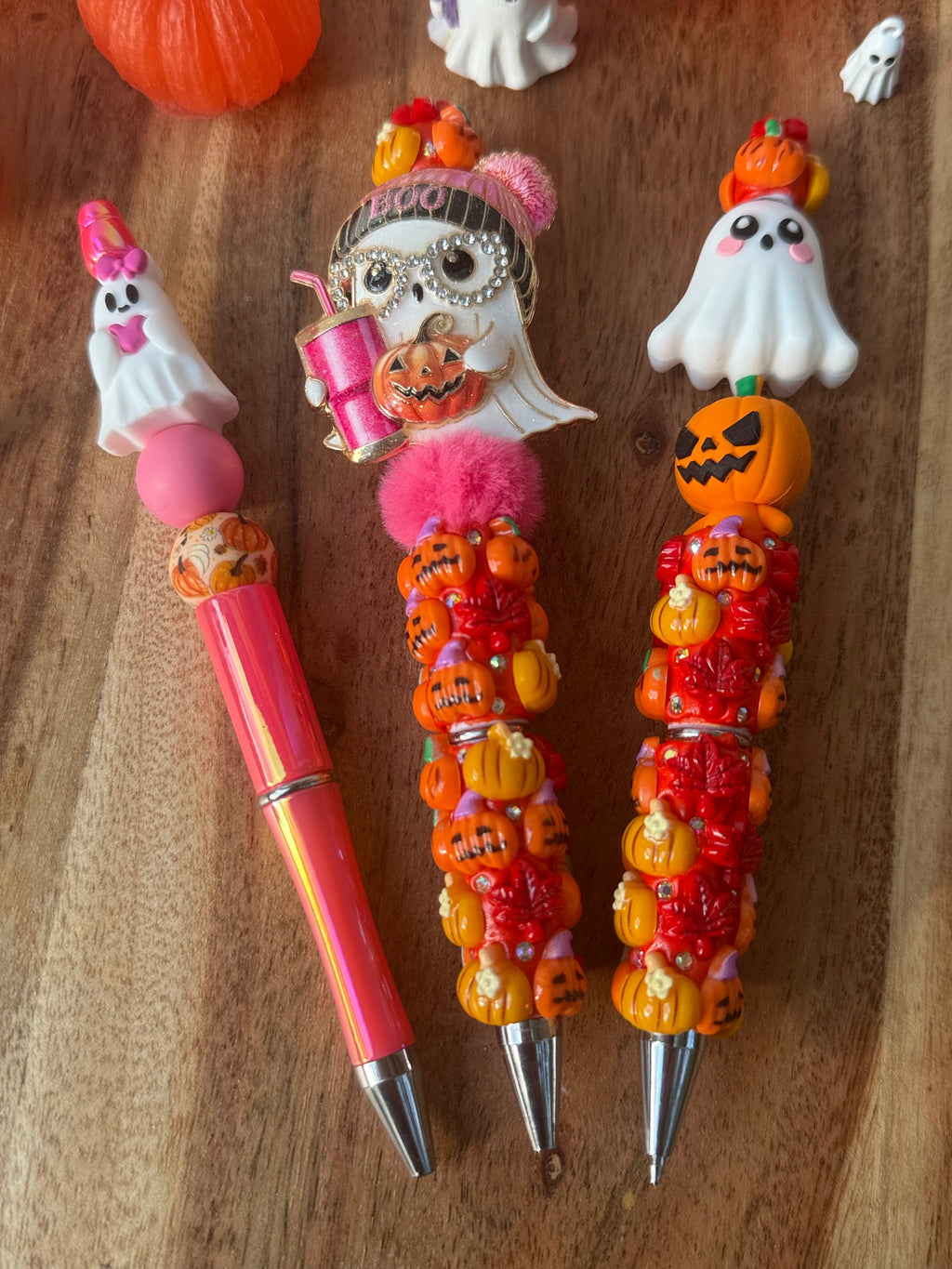 Halloween Statement Beaded Pens – Pumpkin & Ghost Collection