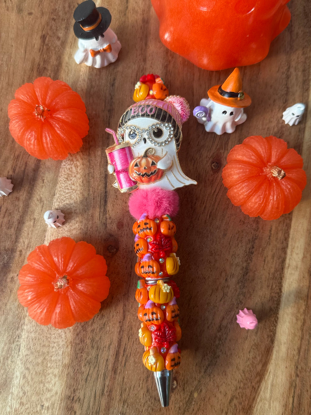 Halloween Statement Beaded Pens – Pumpkin & Ghost Collection