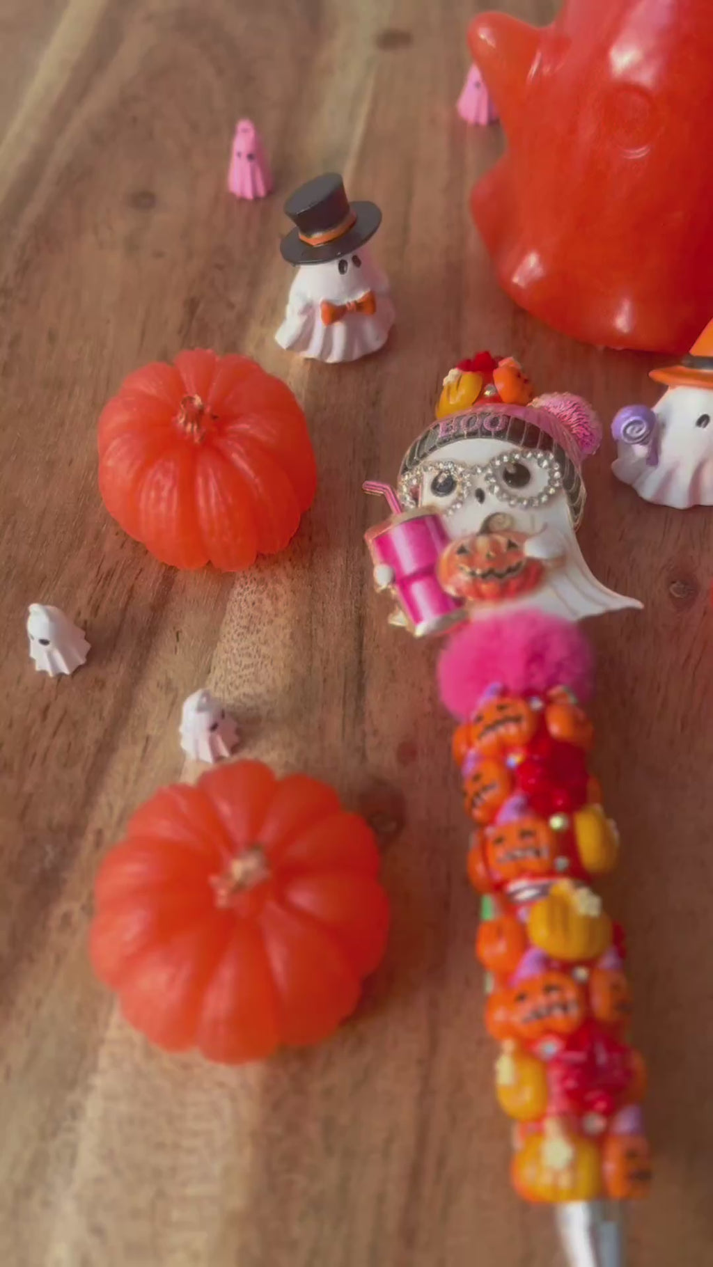 Halloween Statement Beaded Pens – Pumpkin & Ghost Collection